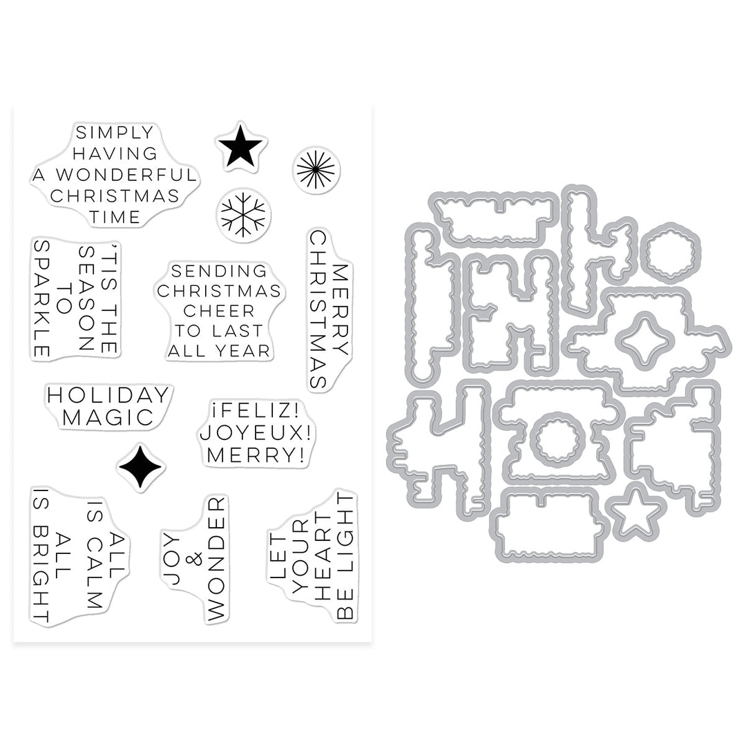 Modern Holiday Greetings Stamp & Cut Set