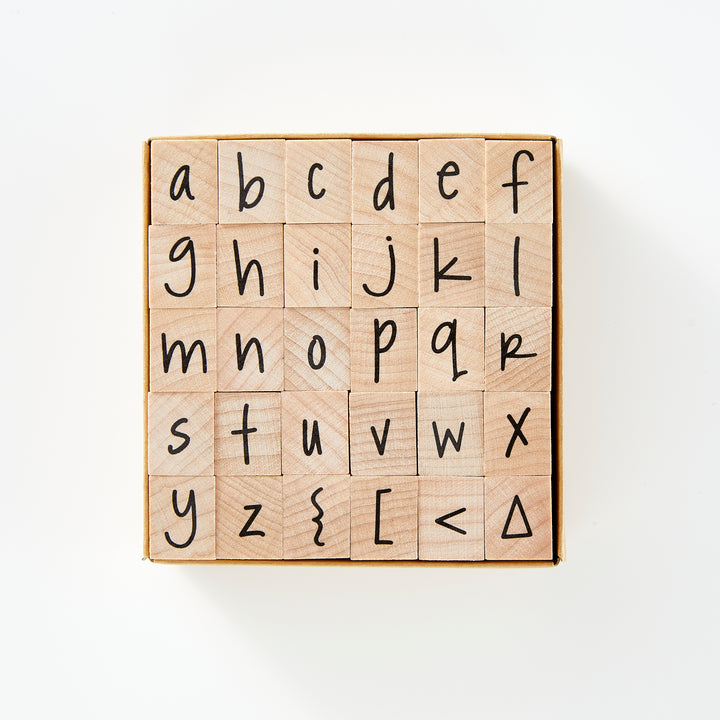 Happy Lowercase Letters Woodblock Stamp