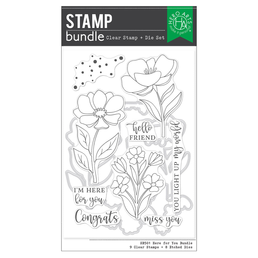 Hero Arts Here For You Stamp & Cut from the Blossoms & Birdsong Collection