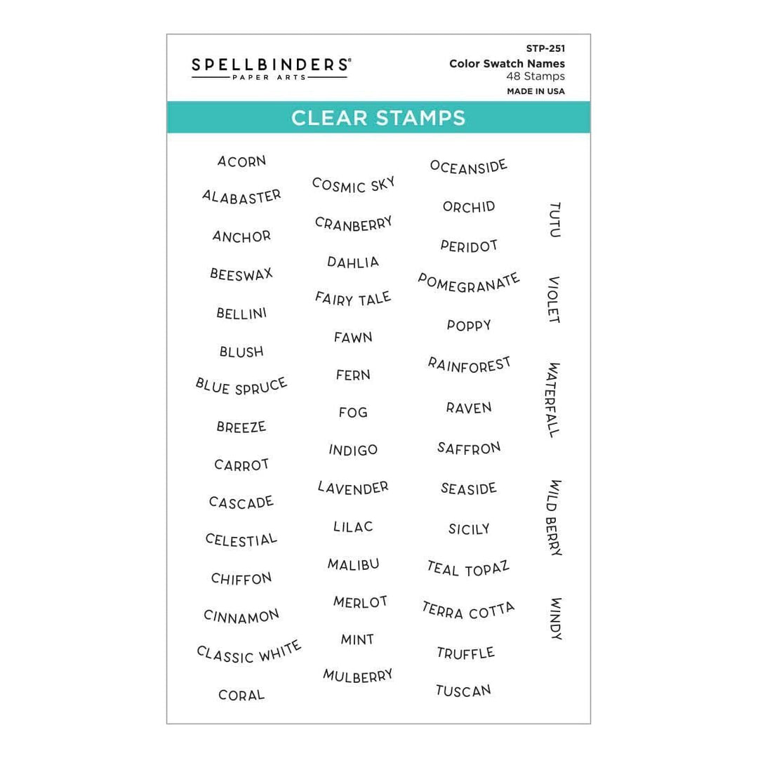 Color Swatch Names Clear Stamp Set from the ColorWheel Swatch Party Collection