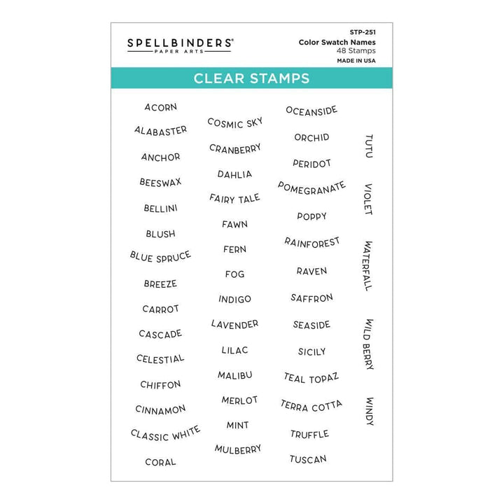 Color Swatch Names Clear Stamp Set from the ColorWheel Swatch Party Collection